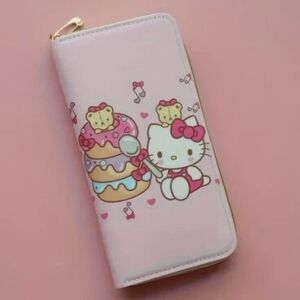 NWT! Sanrio Hello Kitty Pink Kawaii Donut Zipped Long Wallet NEW